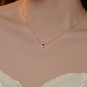 925 Sterling <strong>Silver</strong> A-Z <strong>Initial</strong> Letter <strong>Pendant</strong> Necklace | Personalized DIY First Letter Gold Plated Clavicle Chain for Women - Product Image 3