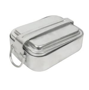 DFU42 Camping Outdoor Cooking Custom and Stock Wholesales Aluminium Square <b>Mess</b> Tin 3 Pcs <b>Kit</b> Plate Bowl Lid with Folding Handle - Product Image 1