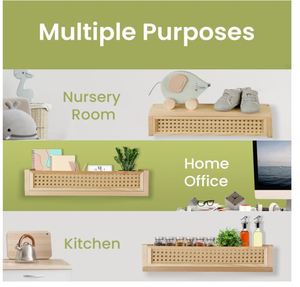 Tùy Chỉnh Mây Tường Kệ 3 Gói, <span class=keywords><strong>16</strong></span> Inch Gỗ Nursery Kệ, Mây Trang Trí Nội Thất Boho Kệ Sách Nổi Kệ Sách - Product Image 6