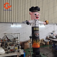 Sky Dancer publicitaire gonflable personnalisé en forme de cochon chef BBQ pour restaurant