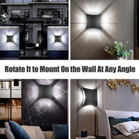 Applique murale LED carrée moderne en aluminium noir à finition lisse CE pour extérieur et intérieur