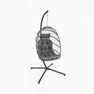 Fauteuil suspendu pliable en rotin PE – Balançoire moderne pour cour et mobilier d'extérieur - Product Image 1