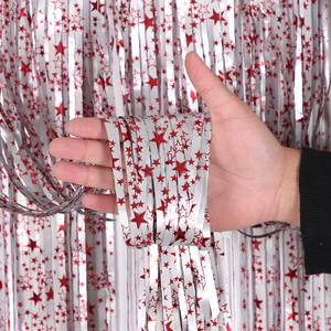 새로운 도착 매트 표면 별 인쇄 프린지 호일 커튼 결혼식 생일 베이비 샤워 파티 장식 배경 - Product Image 4