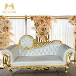 Custom Luxury Party Furniture White Gold Wedding Royal King Throne Chair Queen Sofa