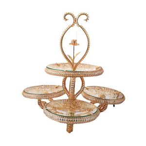 صينية زجاجية فاخرة خفيفة ديكور للحفلات التي تقدم طاولة قهوة فندق حامل كيك متدرج وحاوية طعام - Product Image 1