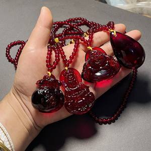 เครื่องประดับที่ดีสร้อยคอจี้อำพันเลือดเครื่องประดับแฟชั่นผู้ชายผู้หญิงสร้อยคออำพันสีแดงบอลติกธรรมชาติของขวัญ - Product Image 1