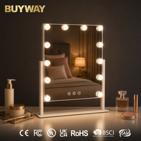 Miroir de maquillage rectangulaire blanc éclairé Holly Wood, pour table, 30x40cm, 40x60cm, 50x70cm, miroir de vanité avec lumières, 3 tailles