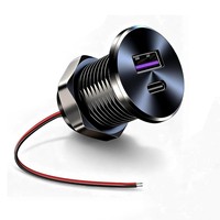 Prise de chargeur de voiture en aluminium 12V double 30W PD Type-C 18W QC3.0 multi-ports à charge rapide USB pour camping-car et fourgonnette