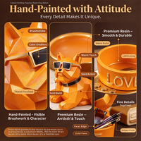 Figurine de bouledogue français en résine avec plateau doré et boîte de rangement pour lunettes de soleil, décoration de table, cadeau pour la maison