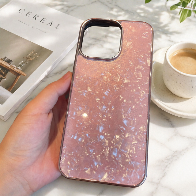 Iridescent Shimmer Gloss Texture Protective Cover for iPhone 12 13 14 15 16 Electroplated Metallic Frame Phone Case