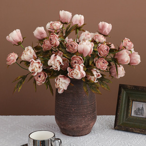 ดอกโบตั๋นและกุหลาบผ้าไหมประดิษฐ์สไตล์วินเทจสำหรับตกแต่งบ้าน Ruilisi - Product Image 1