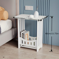 Décoration Maison Salon Table Carrée en Plastique Chambre Moderne Étagère de Rangement Chevet Petite Table Blanche en Panneau Mousse PVC