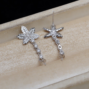 Ensemble de pendentif en forme de fleur en argent S925, anneau de tête et boucles d'oreilles, accessoires de bijoux DIY pour femmes avec plateau vide, tendance 1383 - Product Image 3