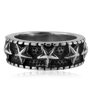 yunnique Men's <b>Titanium</b> Steel Star <b>Ring</b> Five Pointed Star Geometric Design Retro Punk Style Jewelry Gift Fashion <b>Rings</b> - Product Image 3