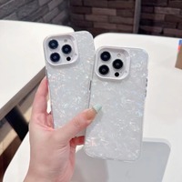 Coque de téléphone de luxe antichoc en TPU+PC pour filles, design coquille de perle brillante, pour iPhone 17/16/15/14 Pro Max