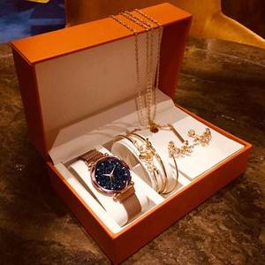 Fashion Luxury Full 6 Pcs <strong>Watch</strong> <strong>Set</strong> Diamond Necklace Earrings <strong>Set</strong> Jewelry for Women Gift - Product Image 5