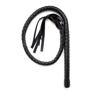 Vente en gros d'usine de jouets sexuels SM, fouets en cuir tressé faits à la main, fouets à crins, pointeurs, fouets en cuir entièrement noirs, fouets longs, pour adultes - Product Image 1