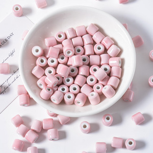 Perles décoratives cylindriques en céramique émaillée à motif floral, style vintage, effet four, pour la décoration intérieure et les accents décoratifs - Product Image 2