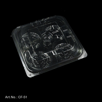 Boîte d'emballage alimentaire carrée en PET transparent de qualité alimentaire à 4 compartiments avec impression personnalisée pour boulangerie, gâteaux, pain, pâtisserie