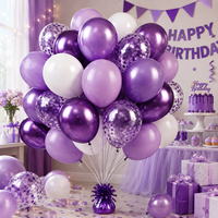 30 Pcs Set Balon Ungu Harga Grosir Konfeti Chrome Warna Macaron Dekorasi Pesta Wisuda Kembali ke Sekolah Kartu Balon