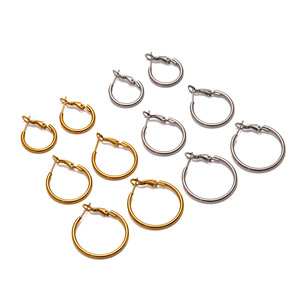 Aros Lisos de Oro 18K, Acero Inoxidable, Diseño Geométrico en Forma de C, Aros Colgantes Unisex de Moda - Product Image 4