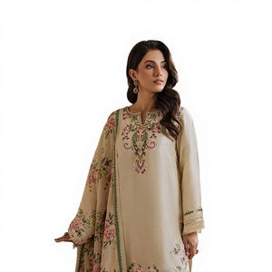 <b>Women's</b> Exclusive Indian Style Embroidered Reversible All Seasons <b>Kurta</b>/Kurti Set Chinon Silk Top Palazzo Indian/Pakistani Zain - Product Image 3