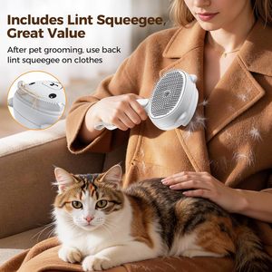 Cepillo para el cuidado de gatos con vapor y función de autolimpieza, diseño ovalado tipo pala, blanco, recargable por USB, para controlar la caída del pelo. - Product Image 4