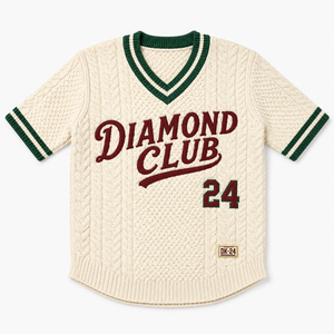 Pull en tricot torsadé style maillot de baseball, personnalisable avec nom et numéro, pour les jours de match, pull sportif - Product Image 2