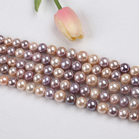 Vente en gros de fils de perles Edison rondes brillantes de couleur rose et violette, 10-12/11-15 mm