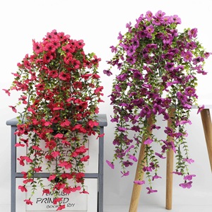Fleurs artificielles violettes suspendues, couleurs mélangées, décoration murale, décoration de plantes d'intérieur et d'extérieur - Product Image 3
