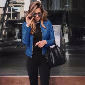 Nouvelle <span class=keywords><strong>veste</strong></span> en <span class=keywords><strong>cuir</strong></span> PU tendance pour femmes, à la mode pour le printemps et l'automne, <span class=keywords><strong>veste</strong></span> pour femmes - Product Image 4