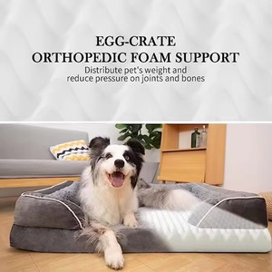 Suppliers Custom Gray Velvet Rectangle Orthopedic <b>Dog</b> <b>Bed</b> Outdoor Travel Memory Foam 4 Sided Pillow Pet <b>Bed</b> for <b>Medium</b> <b>Dog</b> - Product Image 4