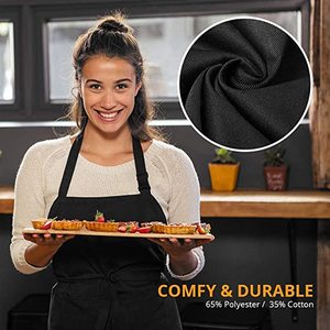 Vente en gros Tabliers <span class=keywords><strong>de</strong></span> travail unisexe avec poches pour hommes et femmes pour la cuisine la cuisine le restaurant Tablier <span class=keywords><strong>de</strong></span> chef <span class=keywords><strong>serveur</strong></span> Logo personnalisé - Product Image 3