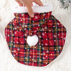 Cute Plaid Hooded Cloak for Cats & Dogs Christmas Apparel for <b>Teddy</b> and <b>Small</b> Breeds Pet Supplies Wholesale - Product Image 4