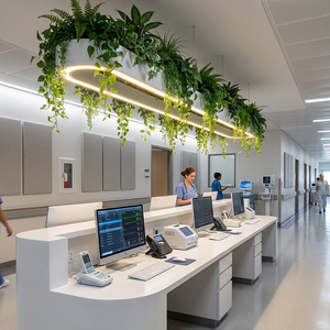 Lustre ovale LED biophilique pour hôpital, CRI 90+, luminaire suspendu vert pour clinique de santé, <span class=keywords><strong>décoration</strong></span> de <span class=keywords><strong>restaurant</strong></span> <span class=keywords><strong>moderne</strong></span> - Product Image 4