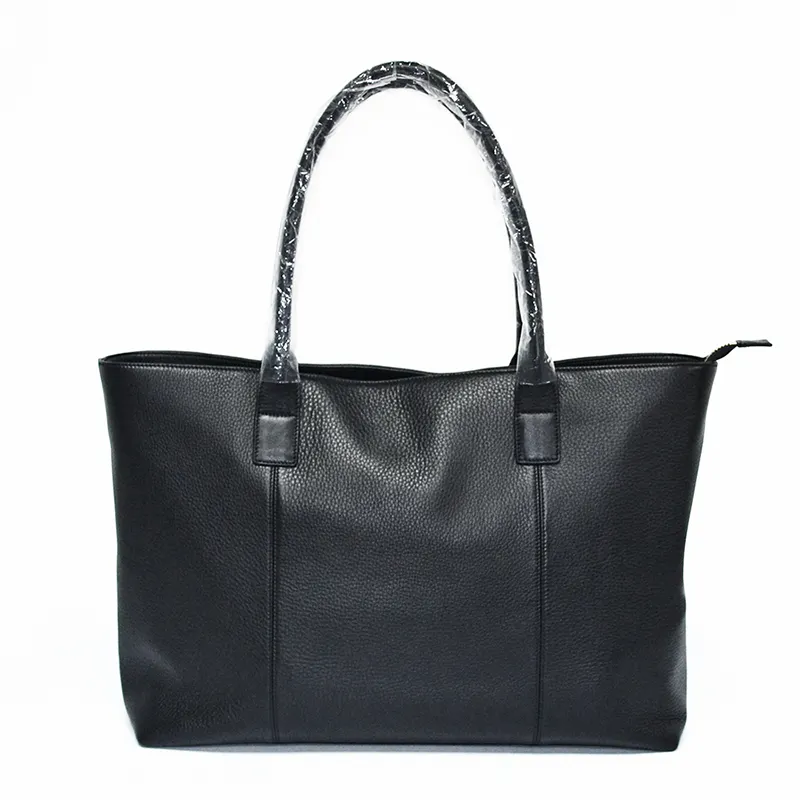 Designer Handmade Ladies Hand Bag Handbag Custom Logo Black PU Vegan Leather Shoulder Tote Bag For Women