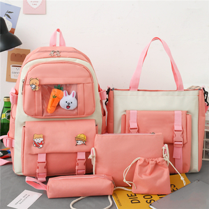 Set di 5 Zaini Scolastici Impermeabili in Tela Stile Coreano di Grande Capacità e alla Moda per Studenti delle Scuole Medie - Product Image 6