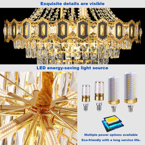 Lámpara de Techo Colgante LED de Cristal de Lujo Grande con 3 Colores Atenuables para Hotel o Villa - Product Image 5