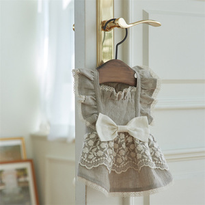 Vestido Floral de Algodão Puro com Renda para Cães e Gatos, Design de Princesa, Roupa para Cães Pequenos Maltês, Atacado - Product Image 6