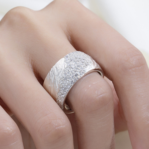Messi Jewelry MSR-2095 925 <b>Silver</b> Round Diamond Hammered <b>Ring</b> Lab Grown Diamond <b>Ring</b> <b>Men</b> <b>Ring</b> - Product Image 6