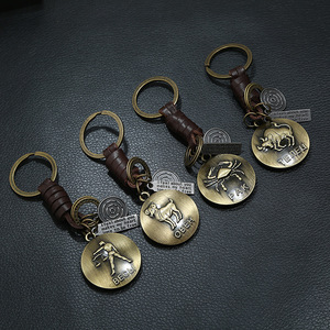Porte-clés 12 constellations, style punk vintage, signe du zodiaque <span class=keywords><strong>Scorpion</strong></span>, pendentif, bijoux universels pour homme et femme, accessoires, cadeaux d'anniversaire - Product Image 5