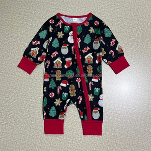 Pagliaccetto da bambino di alta qualità estivo per bambine tute con stampa a dinosauri a manica lunga per bambini <span class=keywords><strong>pigiama</strong></span> natale in bambù - Product Image 4