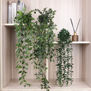 Soft Goose Artificial Hanging <b>Vine</b> Plant 56-80cm Plastic Eucalyptus Style For Home Balcony Decoration - Product Image 1