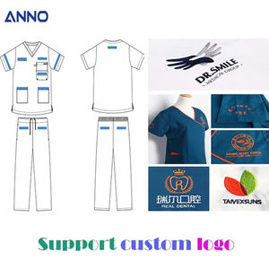 Uniformes Médicos Personalizables ANNO de Alta Calidad, Camiseta de Uniforme Médico Corta, Logotipo Personalizado, Tops de Spandex con Técnicas de Impresión - Product Image 3