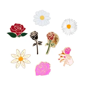 Groothandel Bloem Emaille Pins Voor Rugzakken Rose Bloem Zonnebloem Reversspeldjes Voor Pak Zak Grappige Broche Vrouwen Gift