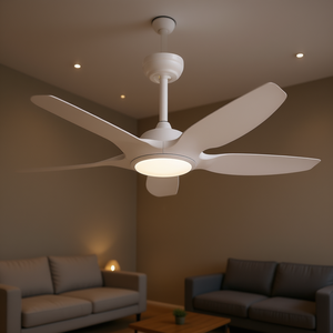 Ventilateur de plafond LED blanc à moteur DC de 48 pouces, 5 pales en ABS, télécommande, design moderne, lumière chaude douce 2700K, 35W, 5 vitesses, montage au plafond - Product Image 2