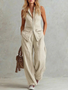 Combinaison <span class=keywords><strong>cargo</strong></span> sans manches zippée pour <span class=keywords><strong>femme</strong></span>, coupe large et ample, tenue décontractée idéale pour le printemps, l'été et le style urbain quotidien - Product Image 4