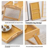 Table de lit en bambou pliable avec poignées double face, plateau de service pour petit-déjeuner, bureau pour ordinateur portable, pour canapé, pique-nique, extérieur et usage domestique