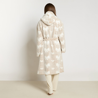Peignoir long et épais à capuche pour femme, de haute qualité, luxueux, 100% polyester polaire respirant, décontracté, vintage, élastique
