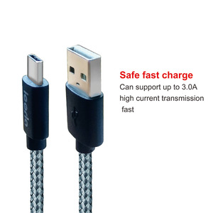 2M nylon bện 3A <span class=keywords><strong>USB</strong></span> Type-C Cáp sạc nhanh cho <span class=keywords><strong>IOS</strong></span> & Android điện thoại di động máy ảnh máy tính nhôm lá chắn - Product Image 4